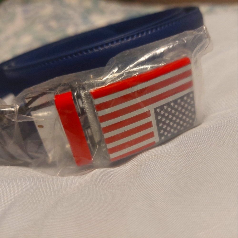 Blue leather belt